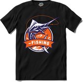Fishing | Vissen - Vishengel - Vis - T-Shirt - Unisex - Zwart - Maat M