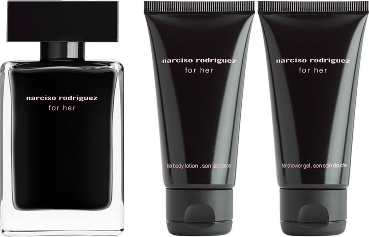 Narciso Rodriguez for Her Giftset - 50 ml eau de toilette spray + 50 ml showergel + 50 ml bodylotion - cadeauset voor dames