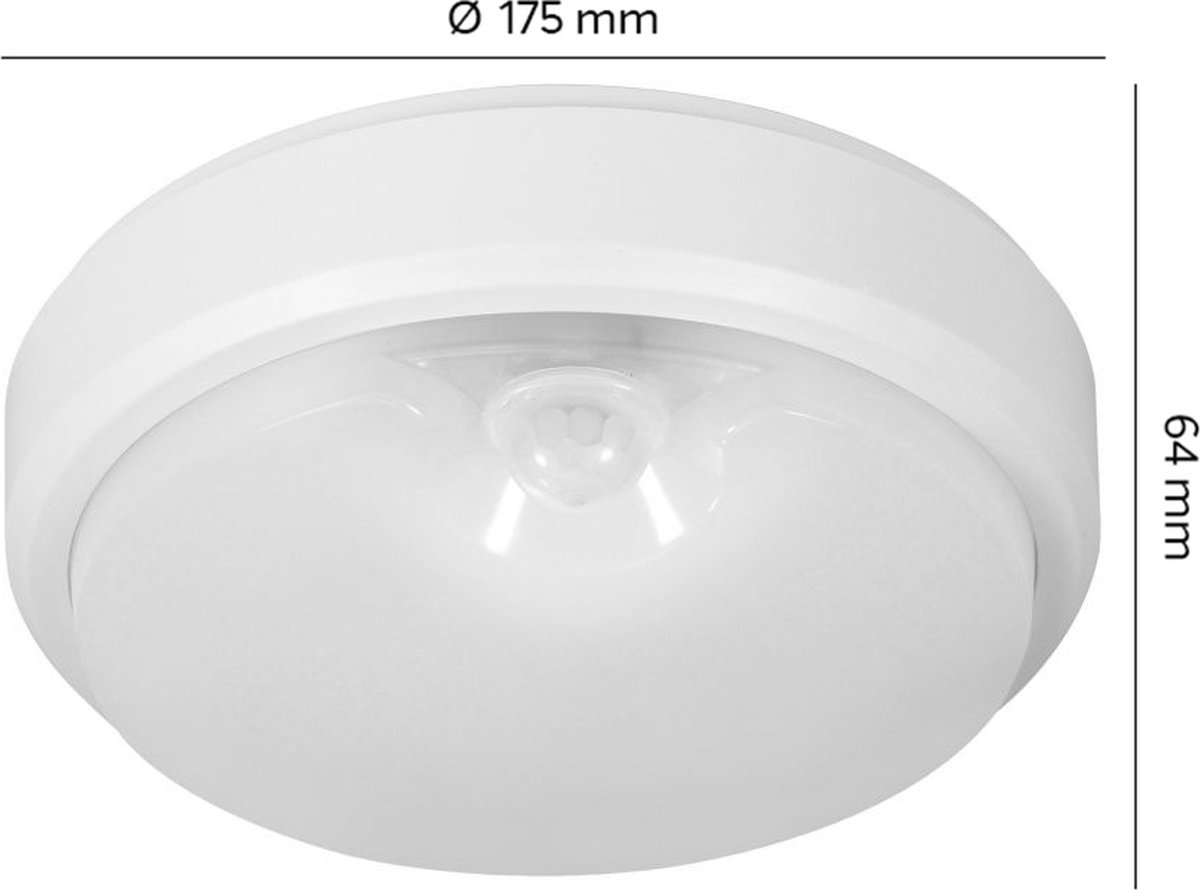 HONWELL Plafonnier LED à détecteur de Mouvement, Lampe de Plafond sans Fil  à Piles, 300 lumens Luminaire LED Plafonnier, Éclairage led avec détecteur