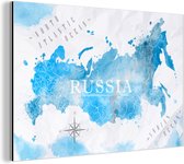 Wanddecoratie Metaal - Aluminium Schilderij Industrieel - Wereldkaarten - Rusland - Blauw - 60x40 cm - Dibond - Foto op aluminium - Industriële muurdecoratie - Voor de woonkamer/slaapkamer
