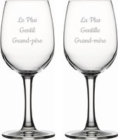 Witte wijnglas gegraveerd - 26cl - Le Plus Gentil Grand-père & La Plus Gentille Grand-mère