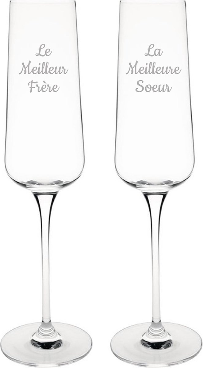 Champagneglas gegraveerd - 27cl - Le Meilleur Frère & La Meilleure Soeur