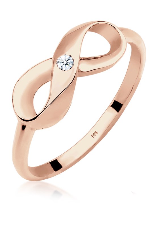 Elli Dames Ringen Dames Infinity Diamant (0.03 ct.) in 925 Sterling Zilver