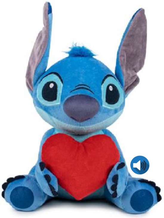Stitch met Hart en Geluid - Disney Lilo & Stitch Pluche Knuffel 35 cm  [Speelgoed... | bol.com