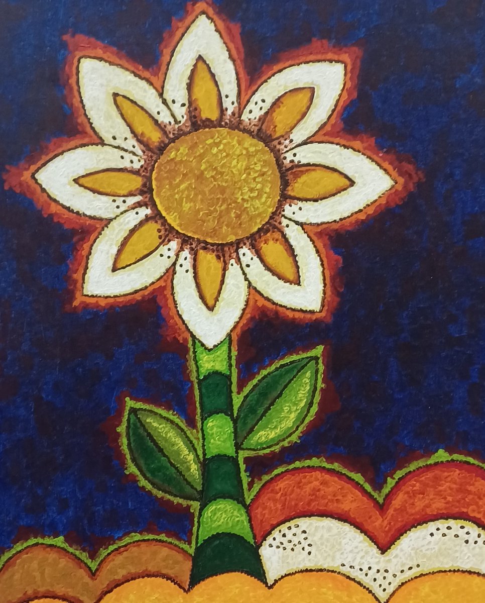 Origineel schilderij Marlies van Wezel - Zonnebloem 50 x 60 cm