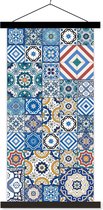 Porte-affiche avec affiche - Affiche scolaire - Motifs - Fleurs - Blauw - Formes - 90x180 cm - Lattes noires