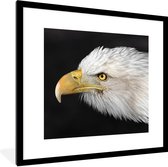 Photo encadrée - Gros plan d'un aigle sur fond noir cadre photo noir avec passe partout blanc 40x40 40x40 cm - Affiche encadrée (Décoration murale salon / chambre)