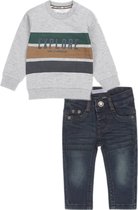 Dirkje - Kledingset - 2delig - Spijkerbroek donkerblauw - Grijze sweater - Maat 92