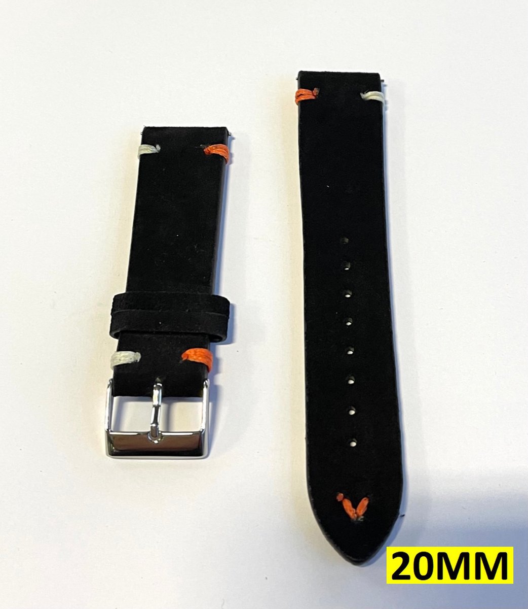 Suede Horloge Band - Horlogebandje - Nato Strap - Universeel - 20MM - Zwart