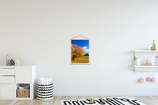 Porte-affiche avec affiche - Affiche scolaire - Arbre - Feuilles - Automne - Saisons - 40x53 cm - Lattes vierges