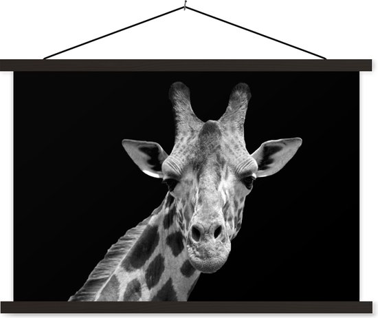 Porte-affiche avec affiche - Affiche scolaire - Girafe - Animaux sauvages - Zwart - Wit - Portrait - 60x40 cm - Lattes noires