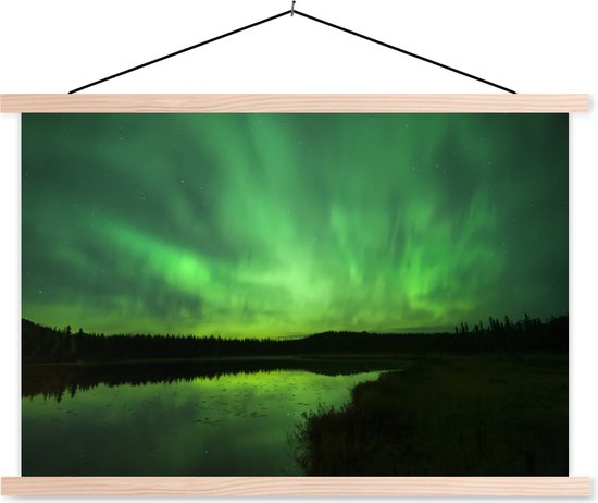 Posterhanger incl. Poster - Schoolplaat - Noorderlicht - Boom - Alaska - 150x100 cm - Blanke latten