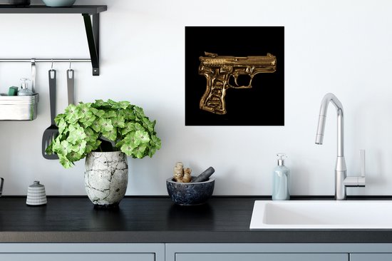 Poster Gun - Zwart - Or - 30x30 cm