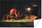 Poster Schilderij - Stilleven - Vaas - Tafel - Sinaasappel - Kunst - 30x20 cm