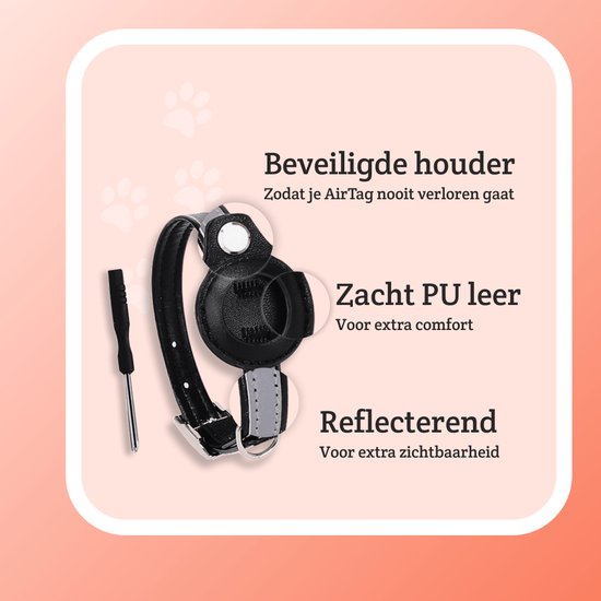 Petspace - AirTag halsband - Kattenhalsband AirTag - Kattenbandje - Geschikt voor Apple AirTag - Katten Accessoire - Reflecterend - Zwart