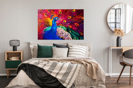 Affiche Peinture - Vogel - Paon - Peinture à l'huile - 120x90 cm