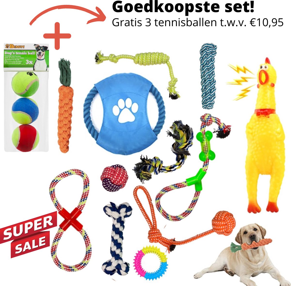 Goedkoopste) Honden speelgoed set 15 stuks geschikt voor puppy's t/m  middelgrote... | bol.com