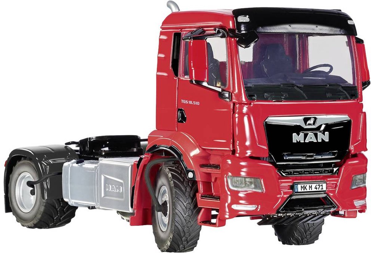 Wiking 077653 man tgs 18.510 4x4 bl 2-assige trekker, model vrachtwagen, 1:32, metaal/kunststof, vanaf 14 jaar, talrijke functies, incl. bandendrukregeling, draaibaar radiatorrooster, rood