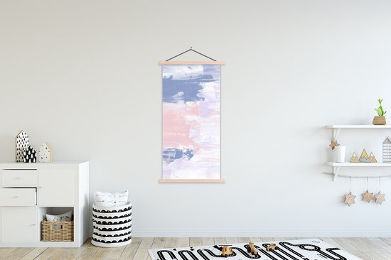 Posterhanger incl. Poster 90x180 cm - Schoolplaat - Pastel - Design - Verf - Textielposter - Blanke latten