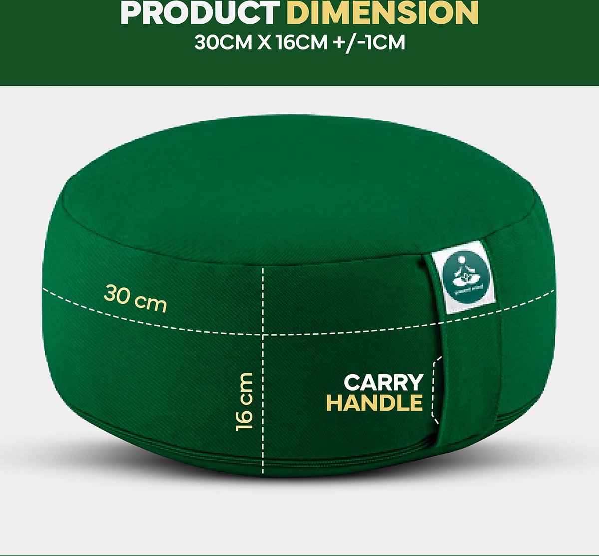 Present Mind Round Zafu Yoga Cushion (Height 16 cm) - Various Colours - High Yoga Pad/Meditation Cushion