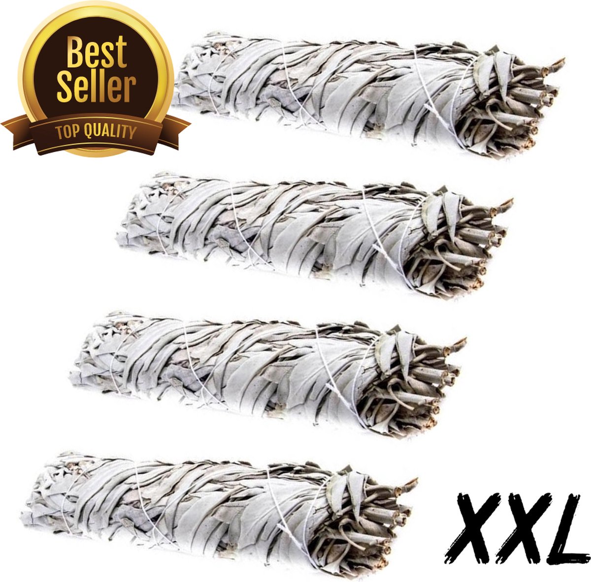 Witte Salie Sticks XXL - 4 STUKS van 22cm - Sage Smudge Stick - Smudgestick - Meditatie - Yoga - Huis Reinigen - Zuivering