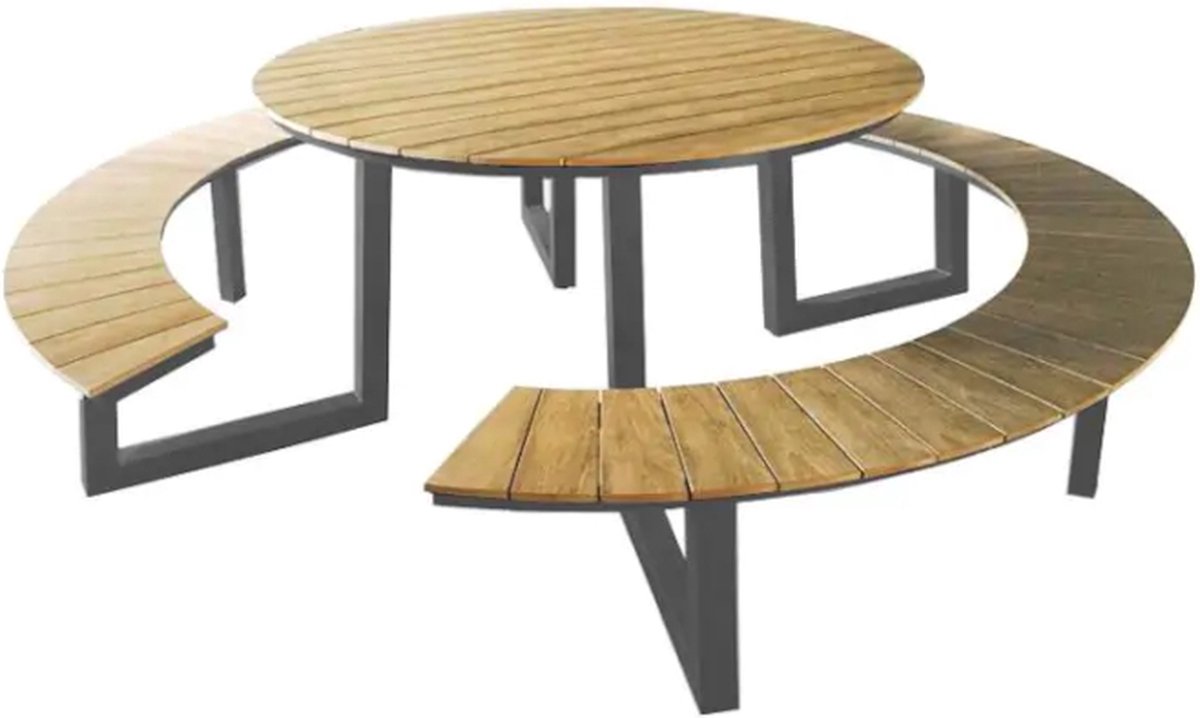 Rockwood® Picknicktafel Rockwood Aluminium Rond - Antraciet onderstel 1.40m
