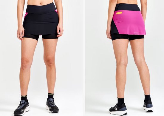 Craft - PRO Hypervent 2in1 Skirt W - Sportskirt - Zwart met roze - Dames - Maat M