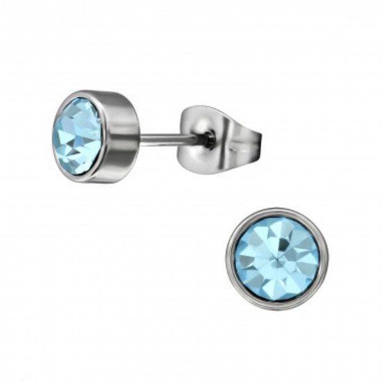 Oorbellen - oorstekers - Aquamarine - edelstaal - kristal