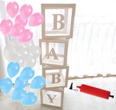 Doorzichtige dozen Set incl. ballonnen en pomp Fotoshoot Babyshower versiering.