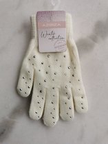witte dames handschoenen met strass steentjes one size
