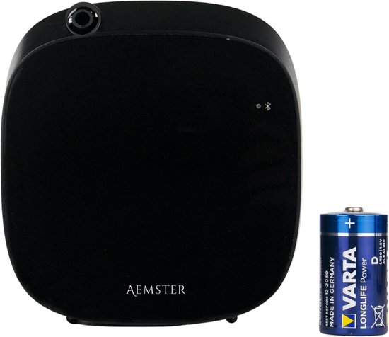 Aemster - Wally Zwart + 2x Batterij - Bluetooth Aroma diffuser voor geur olie, essentiële olie en huisparfum - Wand model koude lucht geurverspreider