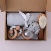 Baby Berliée - Baby Giftbox - 5-delig Kraamcadeau - Giftset - Geschenk Set - Babyshower cadeauset - Kraamvisite Cadeau - Grijs - Olifant