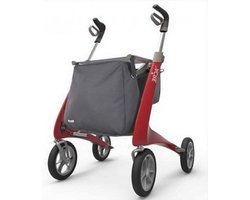 Carbon Ultralight Rollator Rood - Brede maat inclusief tas
