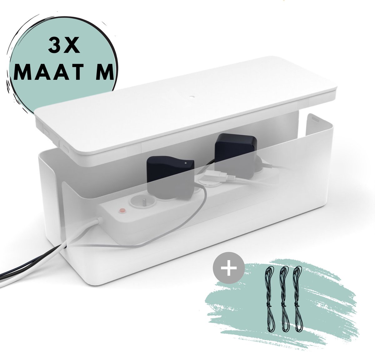 ACROPAQ Kabelbox Stekkerdoos - Met Geïntegreerde Stekkerdoos, Kabel Box Snellader Iphone En Samsung Kabel Organiser