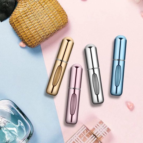 4 Mini Vaporisateurs De Parfum Portables Rechargeables - 5 Ml Chacun, En Aluminium, Coloris Assortis, Pour Voyage - 5