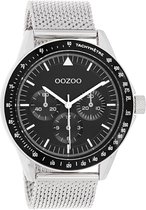 OOZOO Timepieces - Zilverkleurige horloge met zilverkleurige metalen mesh armband - C11113