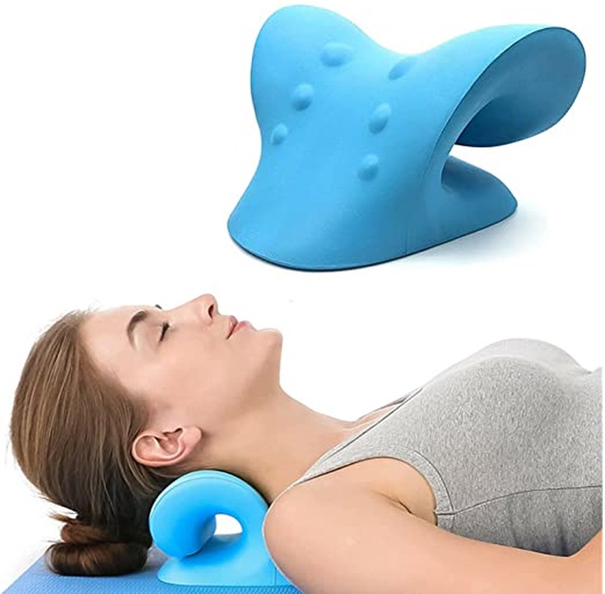 nek en schouderstretcher chiropractor kussen - nekstretcher - nekkussen - nek trainer - nekpijn verlichting