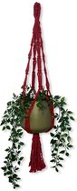 Plantenhanger 'Hippie' Bordeaux Rood - 100 cm - Katoen - Macramé - Handgemaakt in Nederland - Let op: Excl. Pot - Inclusief Verzendkosten