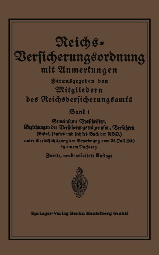 Reichs-Versicherungsordnung mit Anmerkungen - cover
