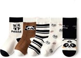Baby Berliée - 5 Paar - Schattige Baby Sokken - Zwart Wit - Panda - 1-3 jaar