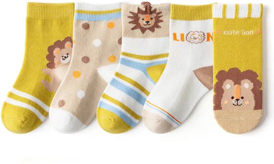 Baby Berliée - 5 Paar - Schattige Baby Sokken - Leeuw - 3-5 jaar