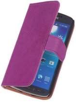 BestCases Lila Luxe Echt Lederen Booktype Hoesje HTC One Mini M4