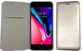 Hoesje geschikt voor Apple iPhone 8 / 7 - Flip Wallet Portemonnee Book Case Cover Grijs / Goud met Polycarbonaat Houder - 360 Graden Telefoonhoesje