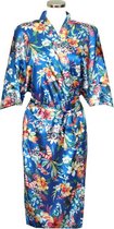 TA-HWA - Kimono Dames - Kobalt Blauw - met Bloemmotief - One Size