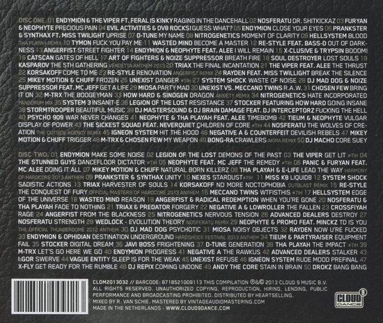 Achterkant van het album met een volledige tracklijst voor twee cd's en barcode.