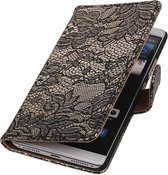 Lace Bookstyle Wallet Case Hoesjes Geschikt voor Huawei Mate S Zwart