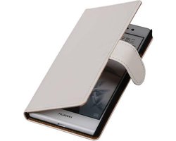 Bookstyle Wallet Case Hoesje Geschikt voor Huawei Ascend P7 Wit