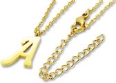 Amanto Ketting Letter A Gold  - 316L Staal PVD - Alfabet - 16x10mm - 50cm