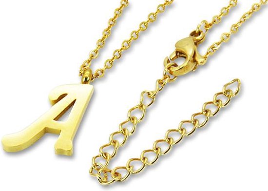 Amanto Ketting Letter A Goldcolor - 316L Staal PVD - Alfabet - 16x10mm
