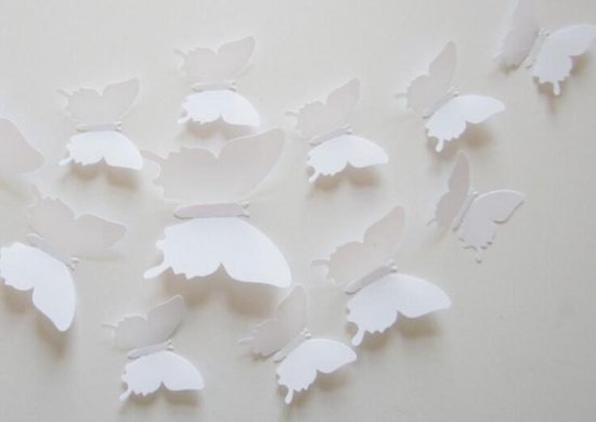 3D Vlinders - Muurdecoratie - Effen Wit